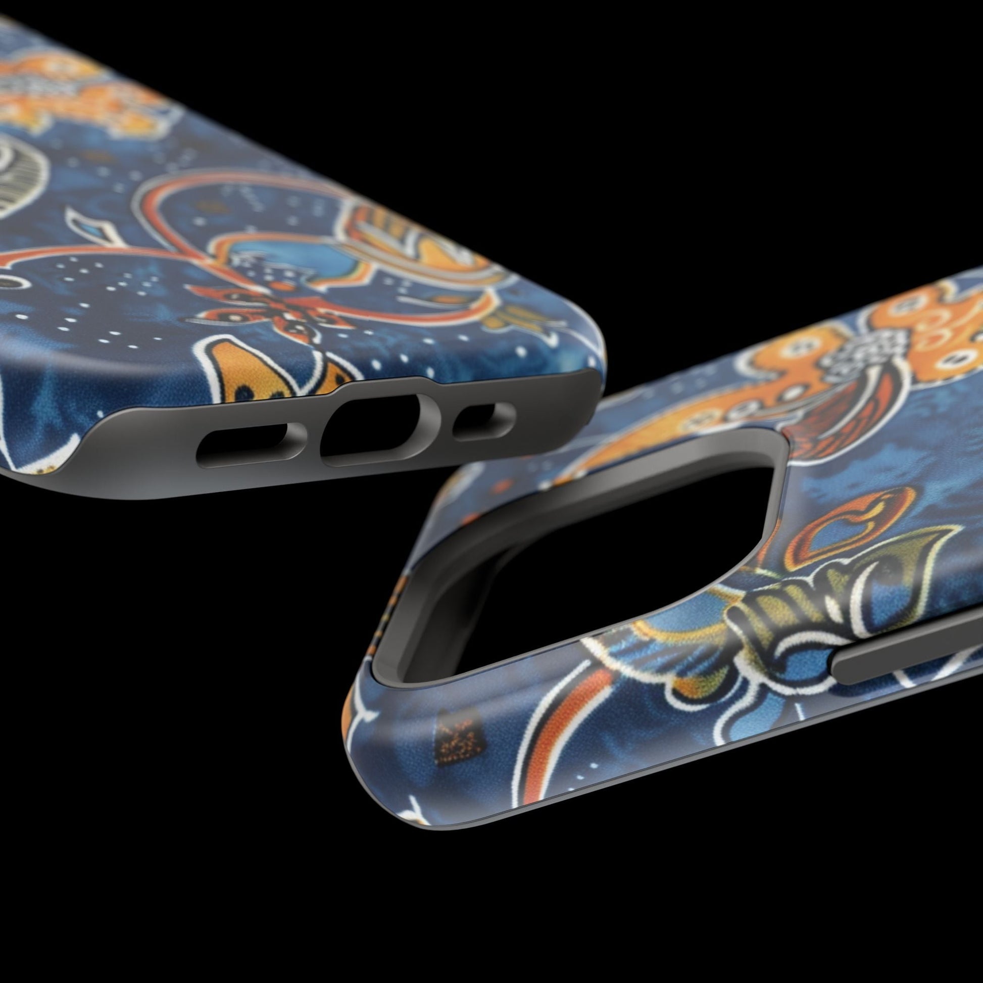 Floral Paisley Magnetic Impact Phone Case — Blue & Orange Protective Cover - DIGITAL X