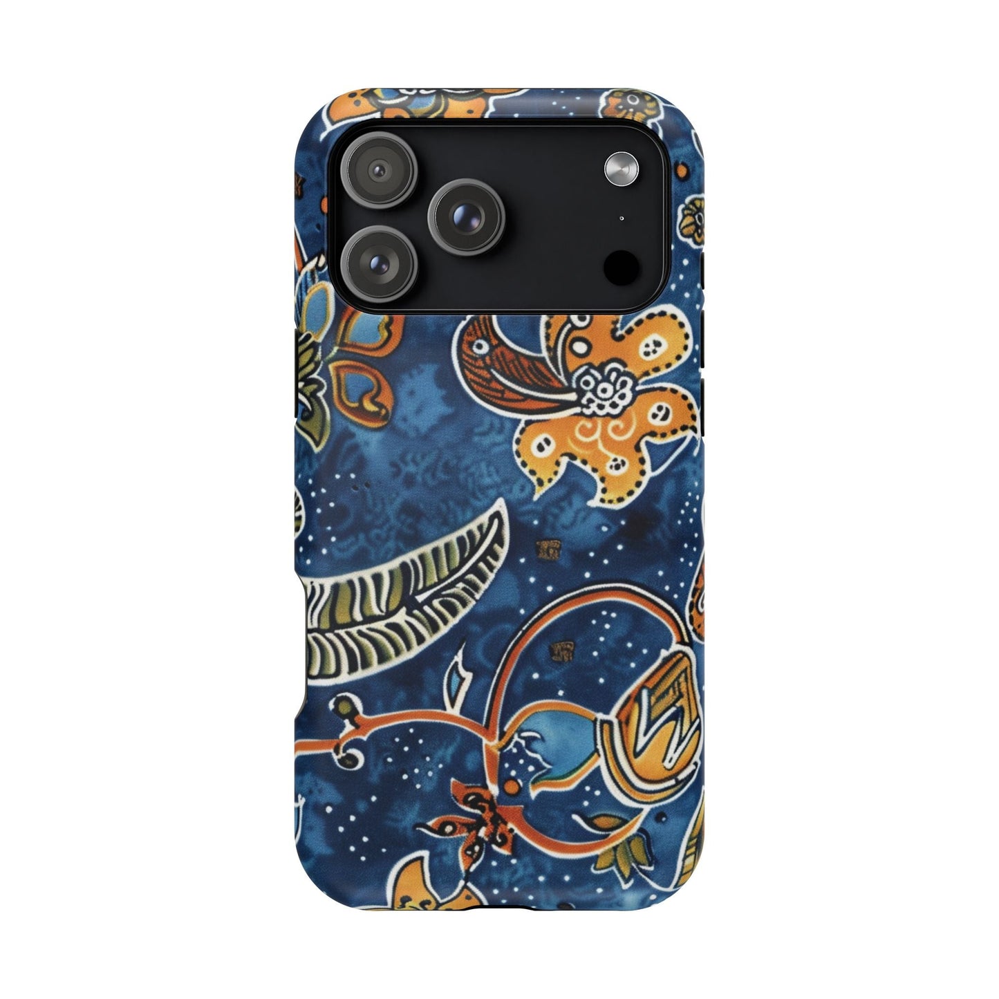 Floral Paisley Magnetic Impact Phone Case — Blue & Orange Protective Cover - DIGITAL X