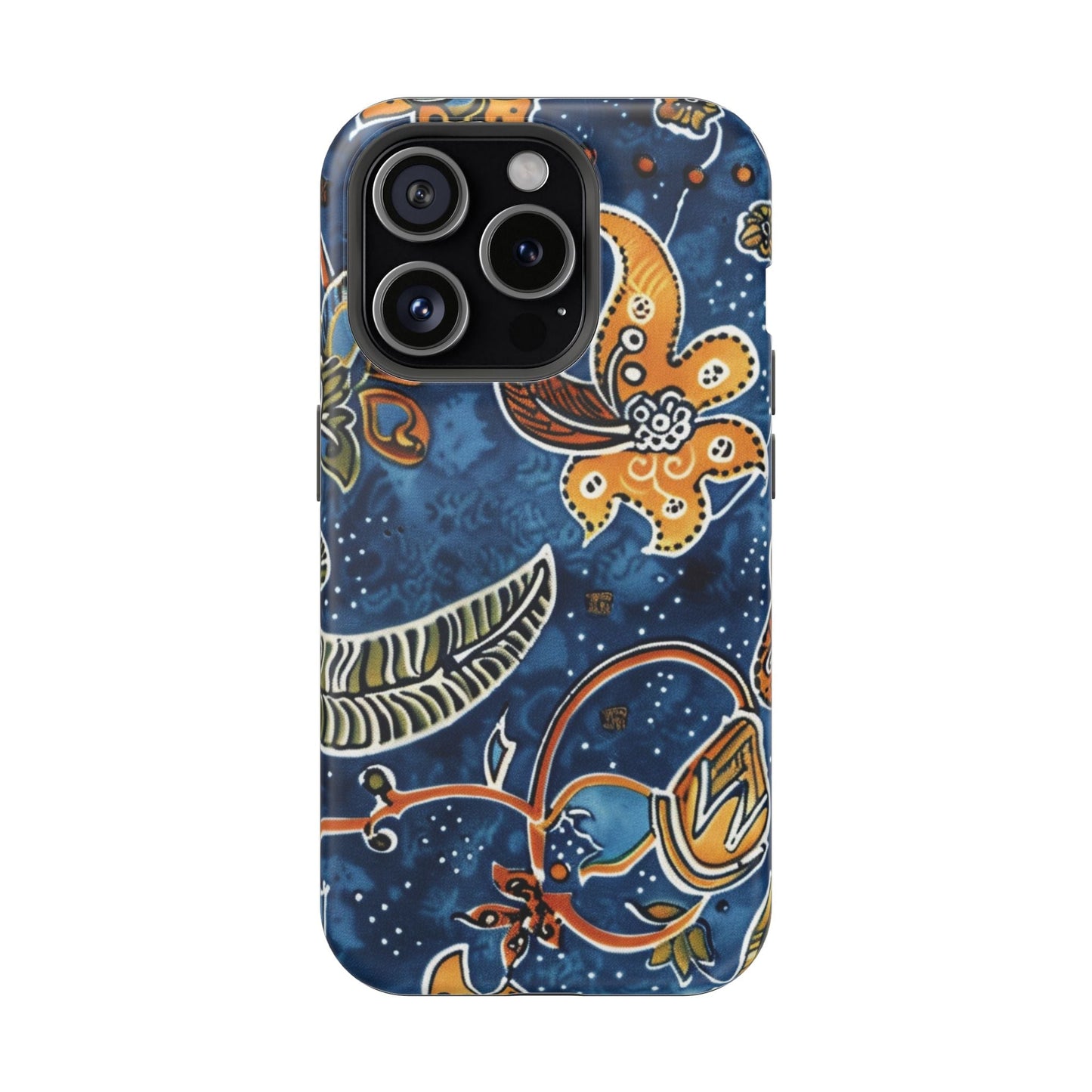 Floral Paisley Magnetic Impact Phone Case — Blue & Orange Protective Cover - DIGITAL X