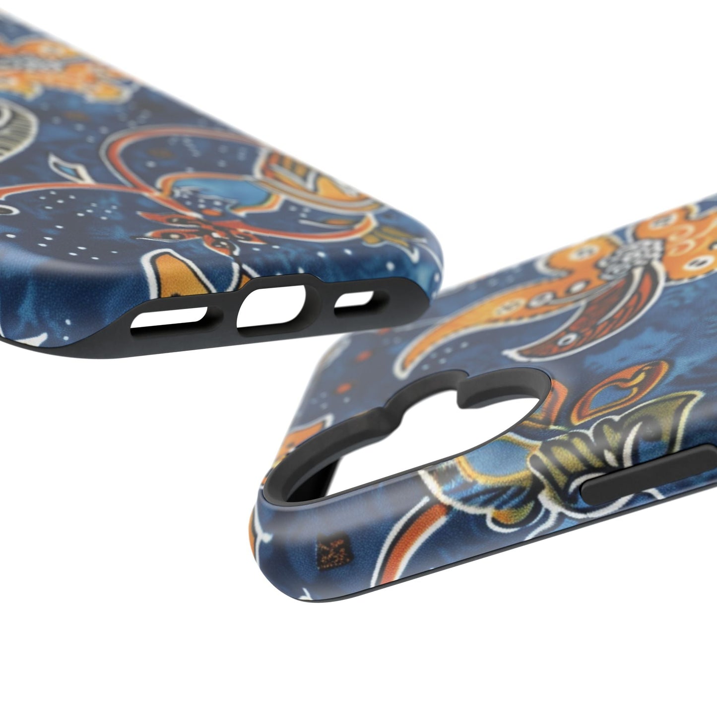 Floral Paisley Magnetic Impact Phone Case — Blue & Orange Protective Cover - DIGITAL X