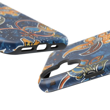 Floral Paisley Magnetic Impact Phone Case — Blue & Orange Protective Cover - DIGITAL X