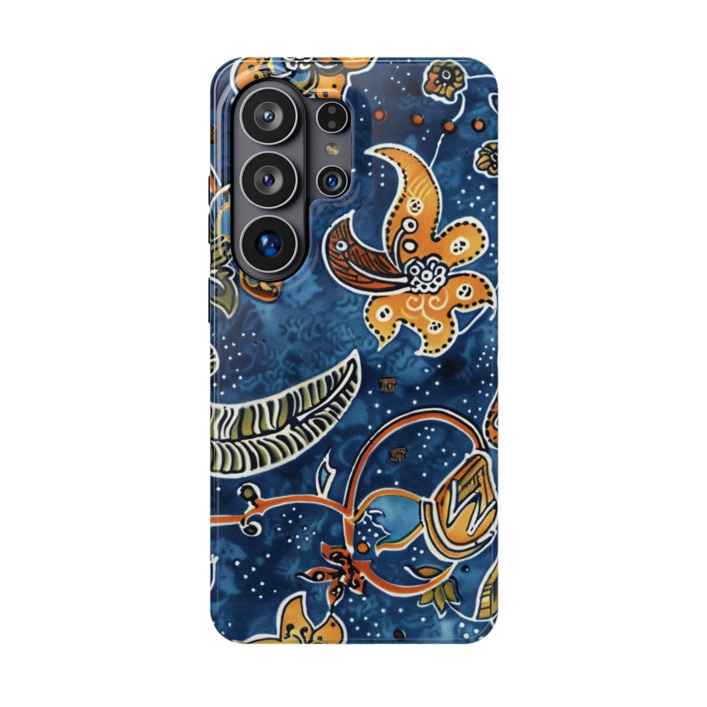Floral Paisley Magnetic Impact Phone Case — Blue & Orange Protective Cover - DIGITAL X