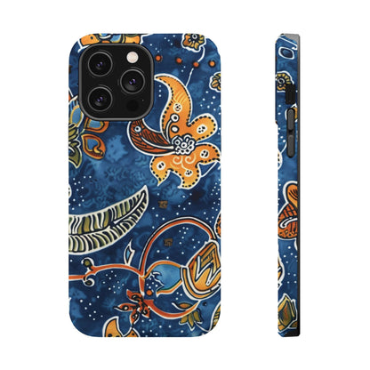 Floral Paisley Magnetic Impact Phone Case — Blue & Orange Protective Cover - DIGITAL X