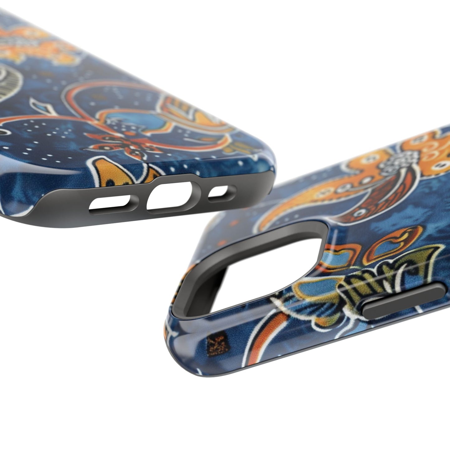 Floral Paisley Magnetic Impact Phone Case — Blue & Orange Protective Cover - DIGITAL X