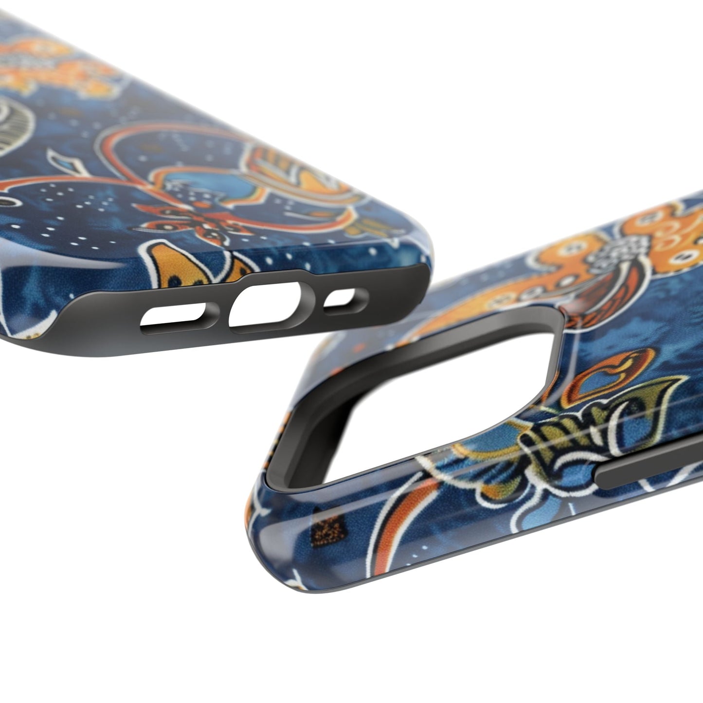 Floral Paisley Magnetic Impact Phone Case — Blue & Orange Protective Cover - DIGITAL X