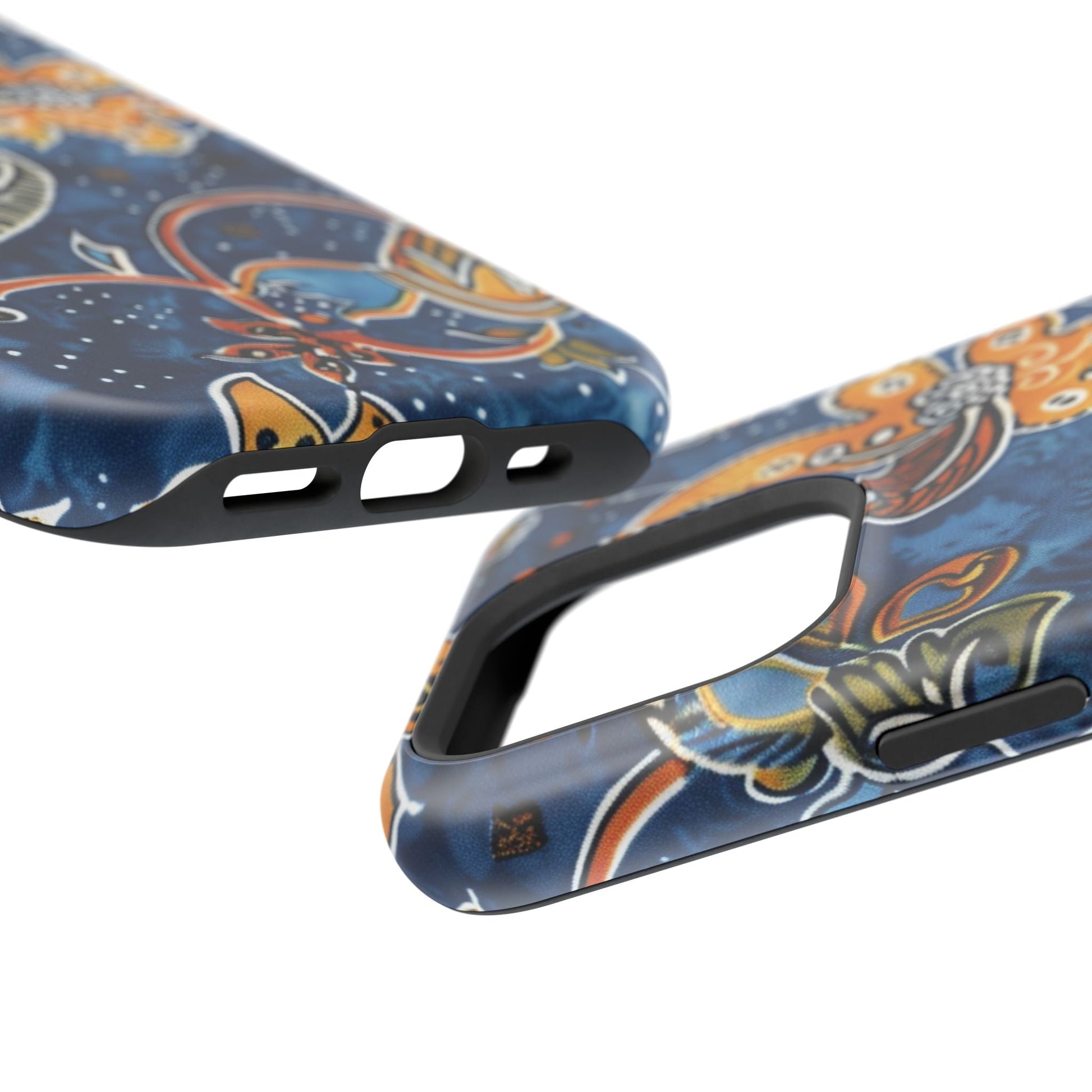 Floral Paisley Magnetic Impact Phone Case — Blue & Orange Protective Cover - DIGITAL X
