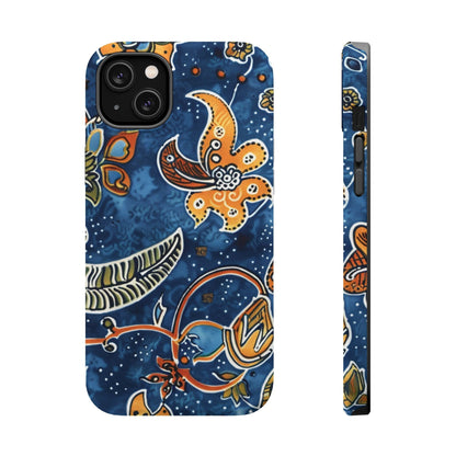 Floral Paisley Magnetic Impact Phone Case — Blue & Orange Protective Cover - DIGITAL X