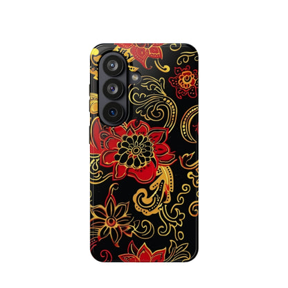 Floral Paisley Magnetic Impact Phone Case — Red & Gold Ornamental Design - DIGITAL X