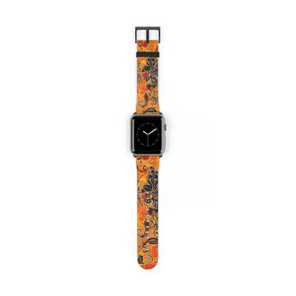 Floral Paisley Orange Watch Band – Vibrant Boho Apple Watch Strap - DIGITAL X