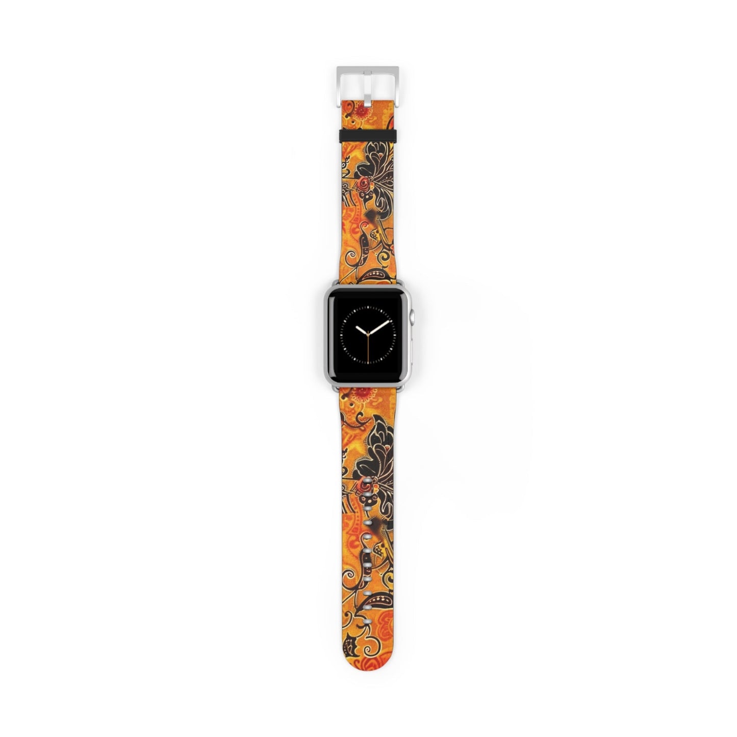 Floral Paisley Orange Watch Band – Vibrant Boho Apple Watch Strap - DIGITAL X