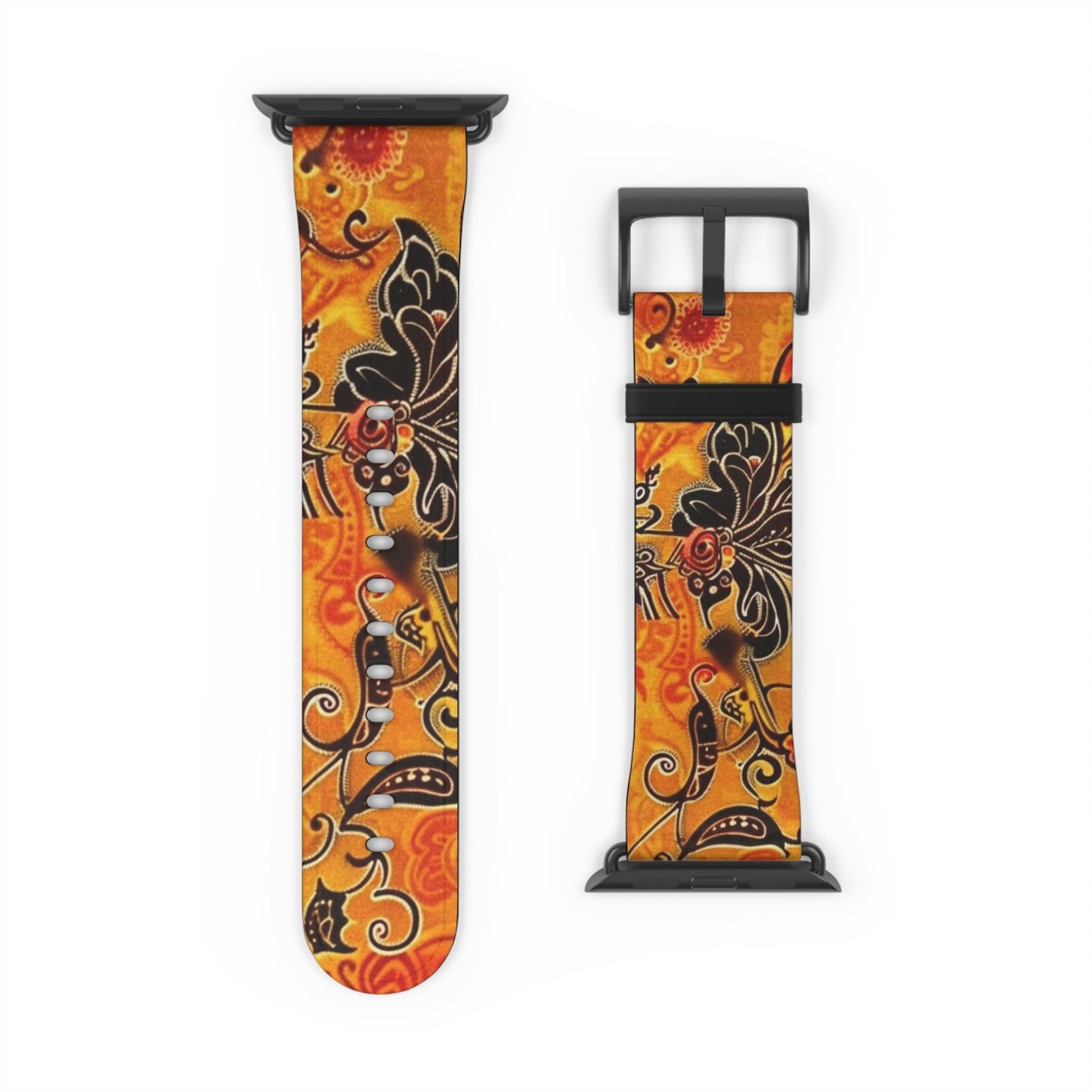 Floral Paisley Orange Watch Band – Vibrant Boho Apple Watch Strap - DIGITAL X