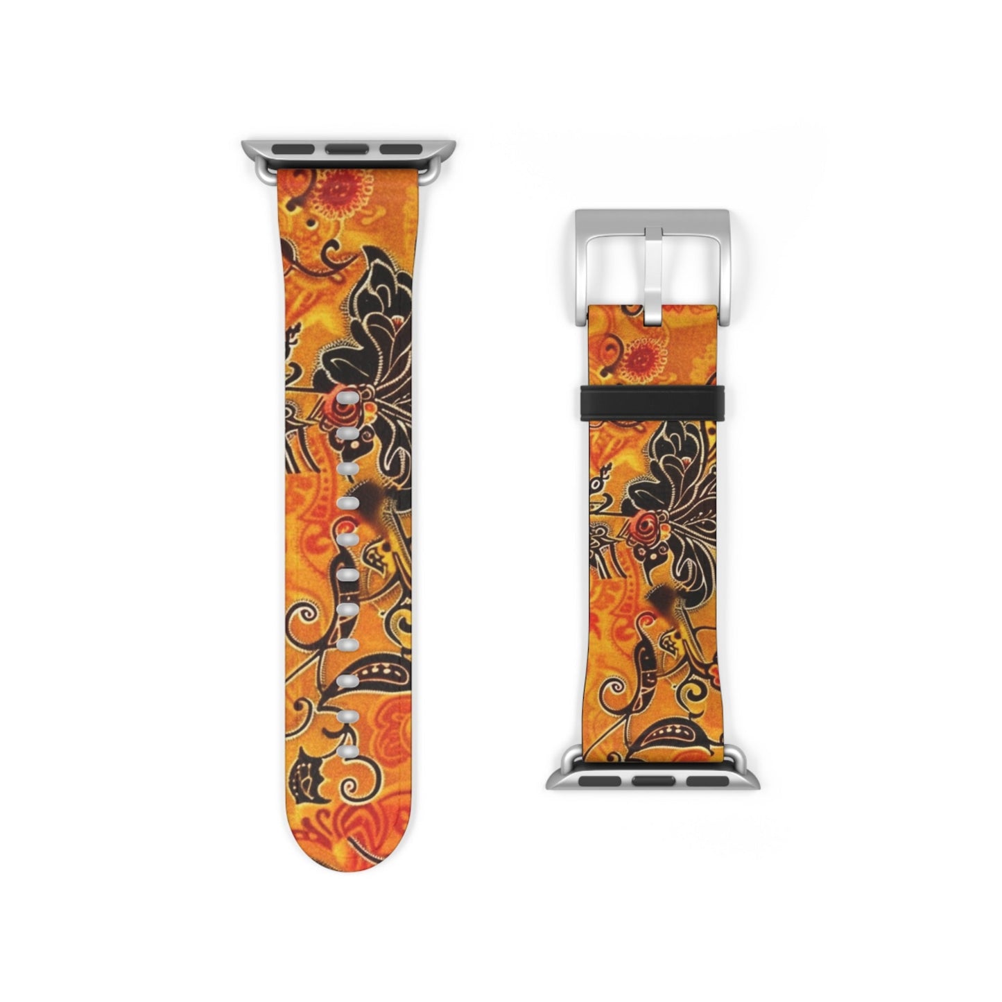 Floral Paisley Orange Watch Band – Vibrant Boho Apple Watch Strap - DIGITAL X