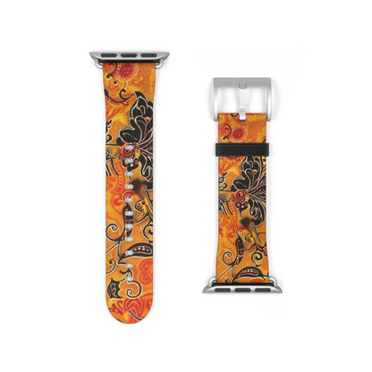 Floral Paisley Orange Watch Band – Vibrant Boho Apple Watch Strap - DIGITAL X