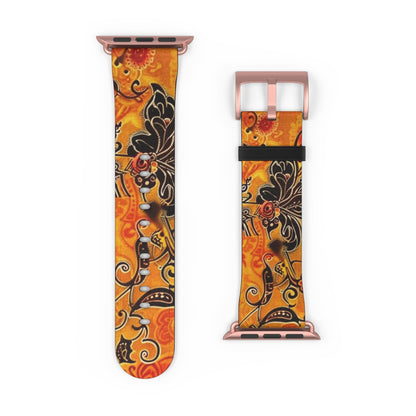 Floral Paisley Orange Watch Band – Vibrant Boho Apple Watch Strap - DIGITAL X