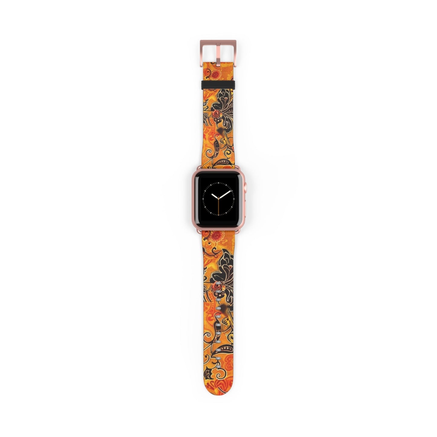 Floral Paisley Orange Watch Band – Vibrant Boho Apple Watch Strap - DIGITAL X