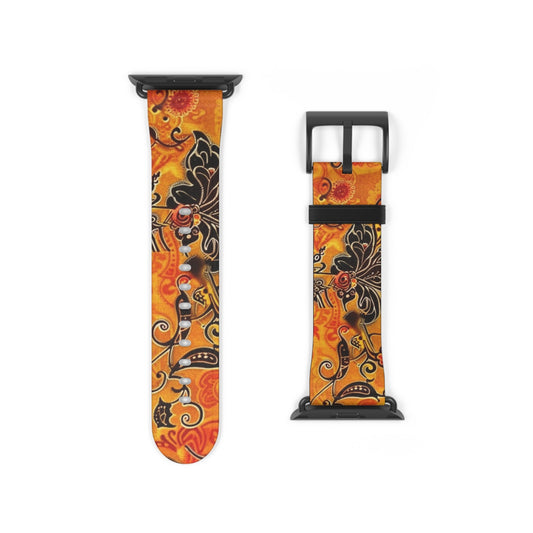 Floral Paisley Orange Watch Band – Vibrant Boho Apple Watch Strap - DIGITAL X