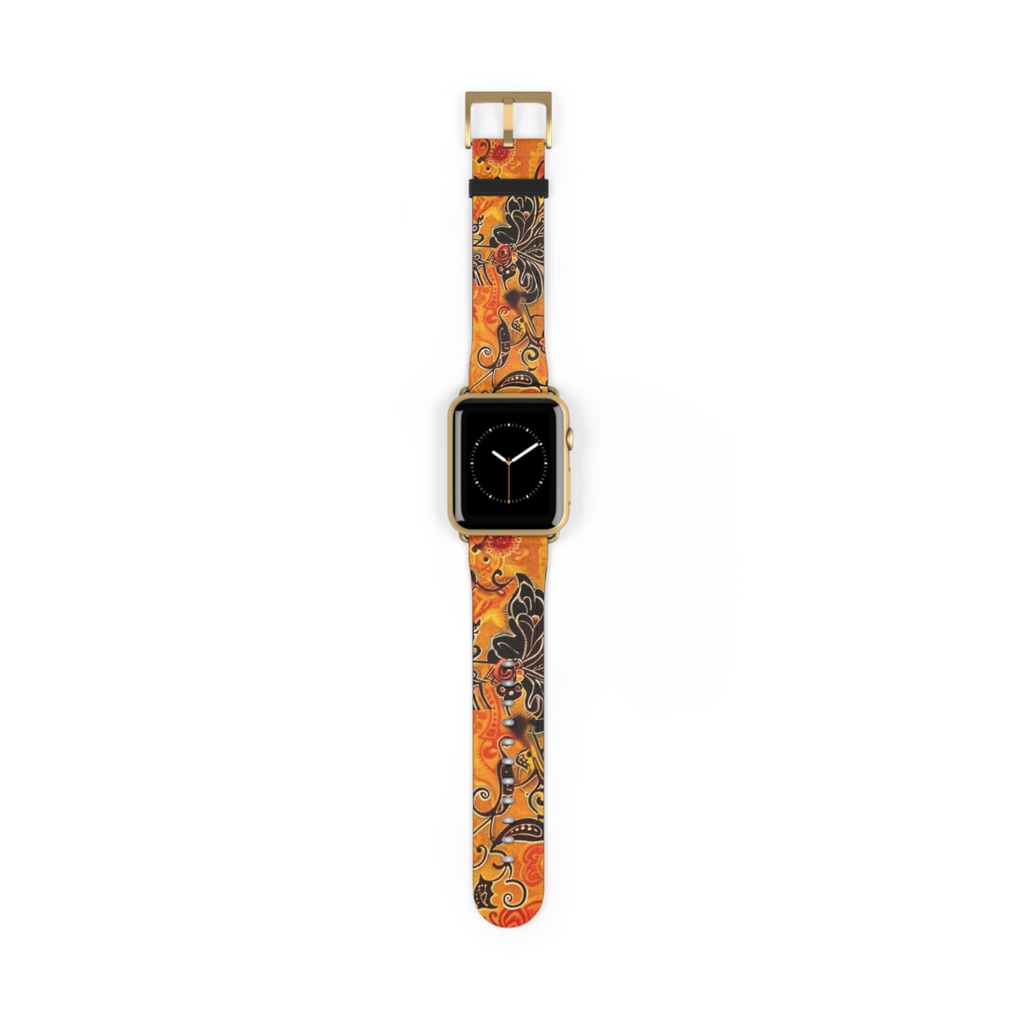 Floral Paisley Orange Watch Band – Vibrant Boho Apple Watch Strap - DIGITAL X