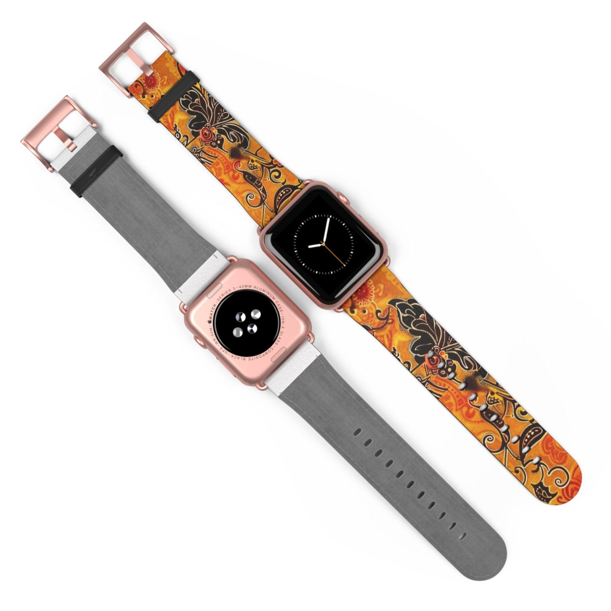 Floral Paisley Orange Watch Band – Vibrant Boho Apple Watch Strap - DIGITAL X
