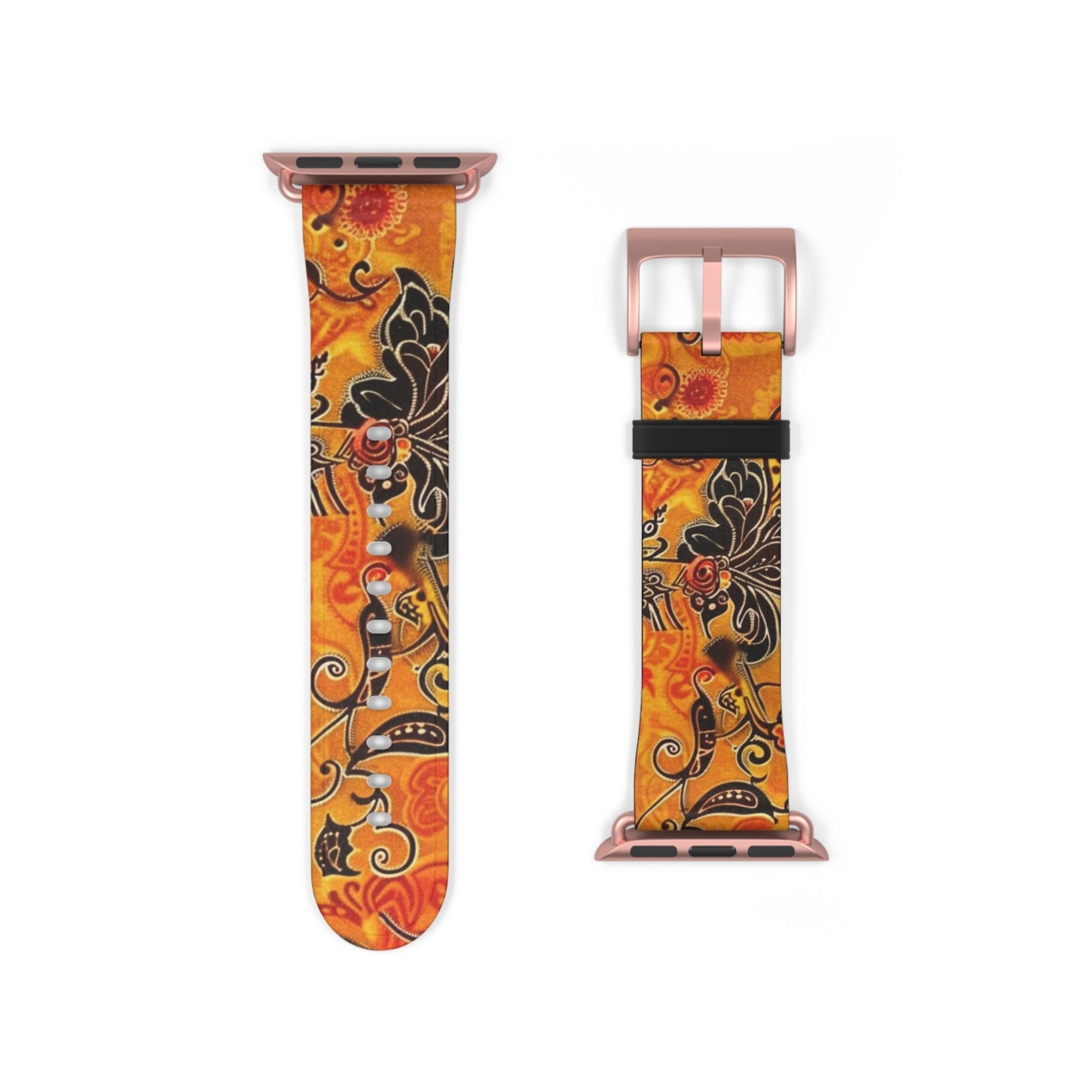 Floral Paisley Orange Watch Band – Vibrant Boho Apple Watch Strap - DIGITAL X