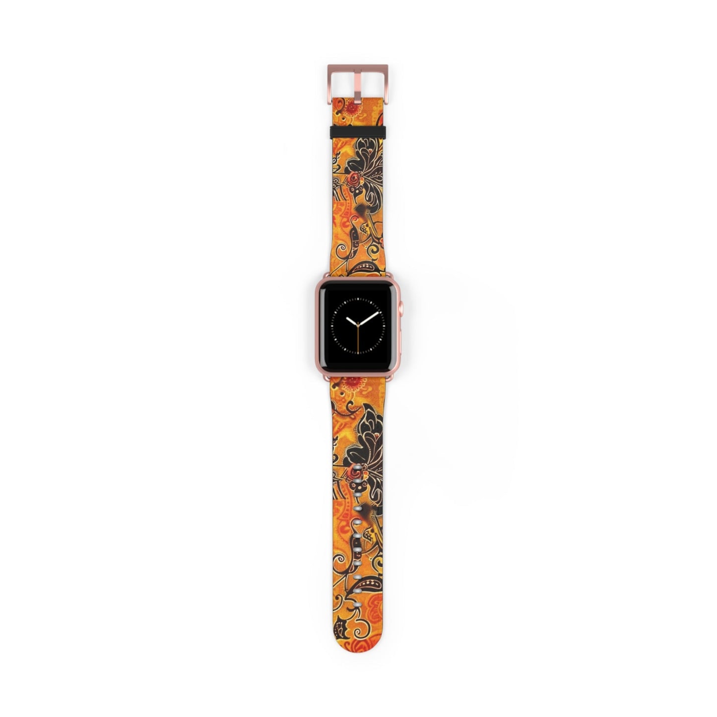 Floral Paisley Orange Watch Band – Vibrant Boho Apple Watch Strap - DIGITAL X