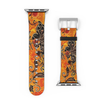 Floral Paisley Orange Watch Band – Vibrant Boho Apple Watch Strap - DIGITAL X