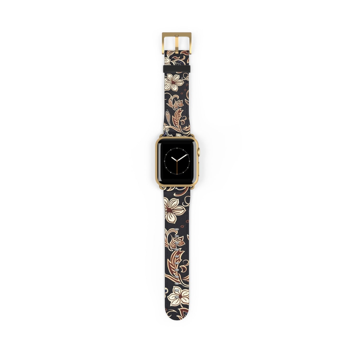 Floral Paisley Silicone Watch Band – Black & Tan Vintage Pattern - DIGITAL X