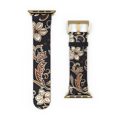 Floral Paisley Silicone Watch Band – Black & Tan Vintage Pattern - DIGITAL X