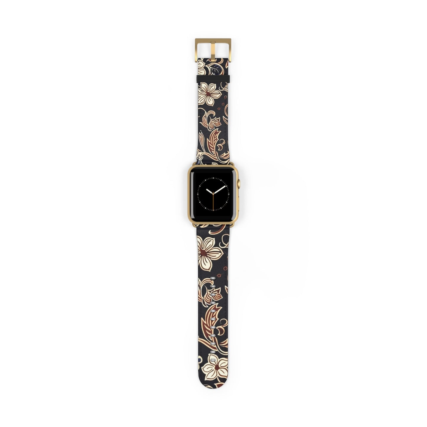 Floral Paisley Silicone Watch Band – Black & Tan Vintage Pattern - DIGITAL X