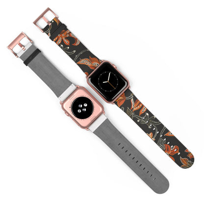Floral Paisley Watch Band — Autumn Orange Botanical Strap for Apple Watch - DIGITAL X