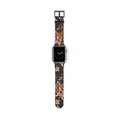 Floral Paisley Watch Band — Black & Copper Patterned Apple Watch Strap - DIGITAL X