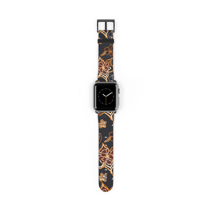 Floral Paisley Watch Band — Black & Copper Patterned Apple Watch Strap - DIGITAL X