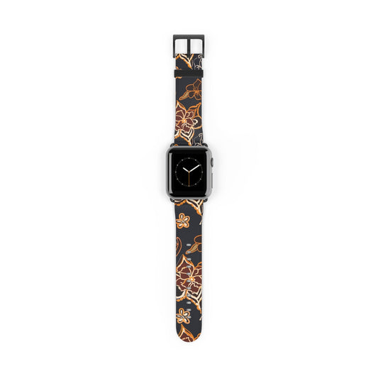 Floral Paisley Watch Band — Black & Copper Patterned Apple Watch Strap - DIGITAL X