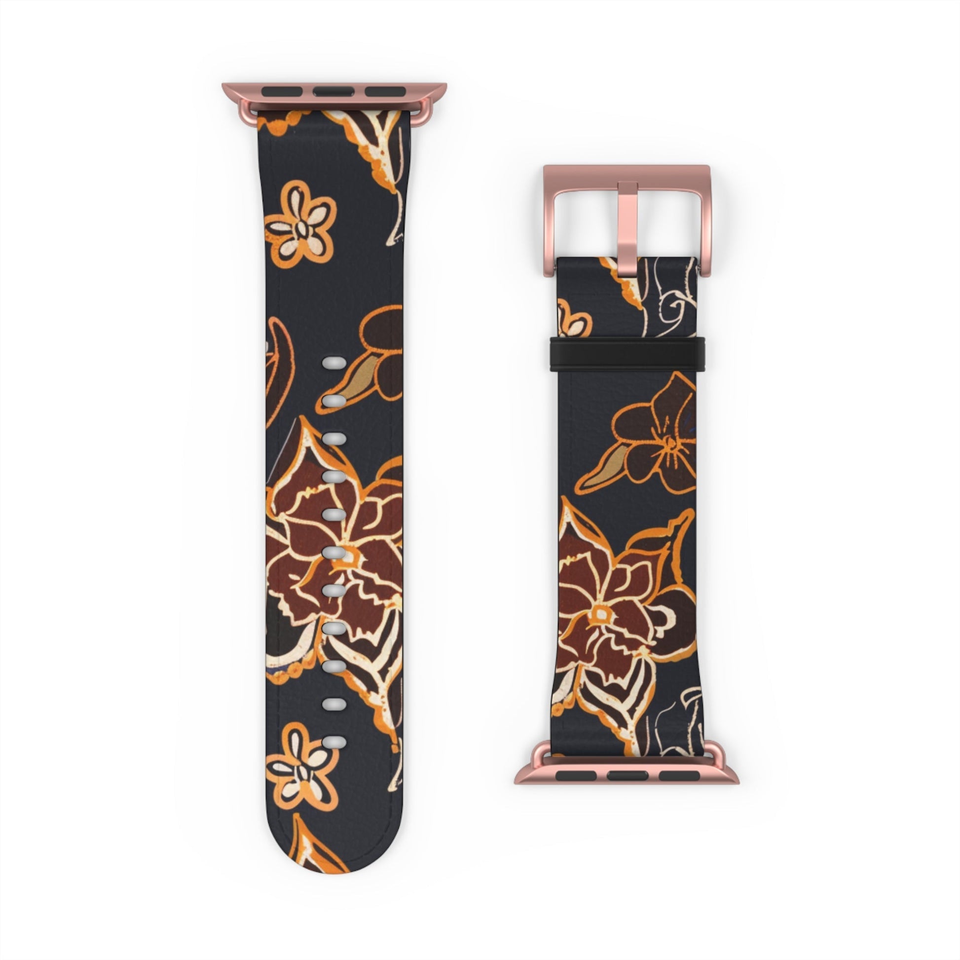 Floral Paisley Watch Band — Black & Copper Patterned Apple Watch Strap - DIGITAL X