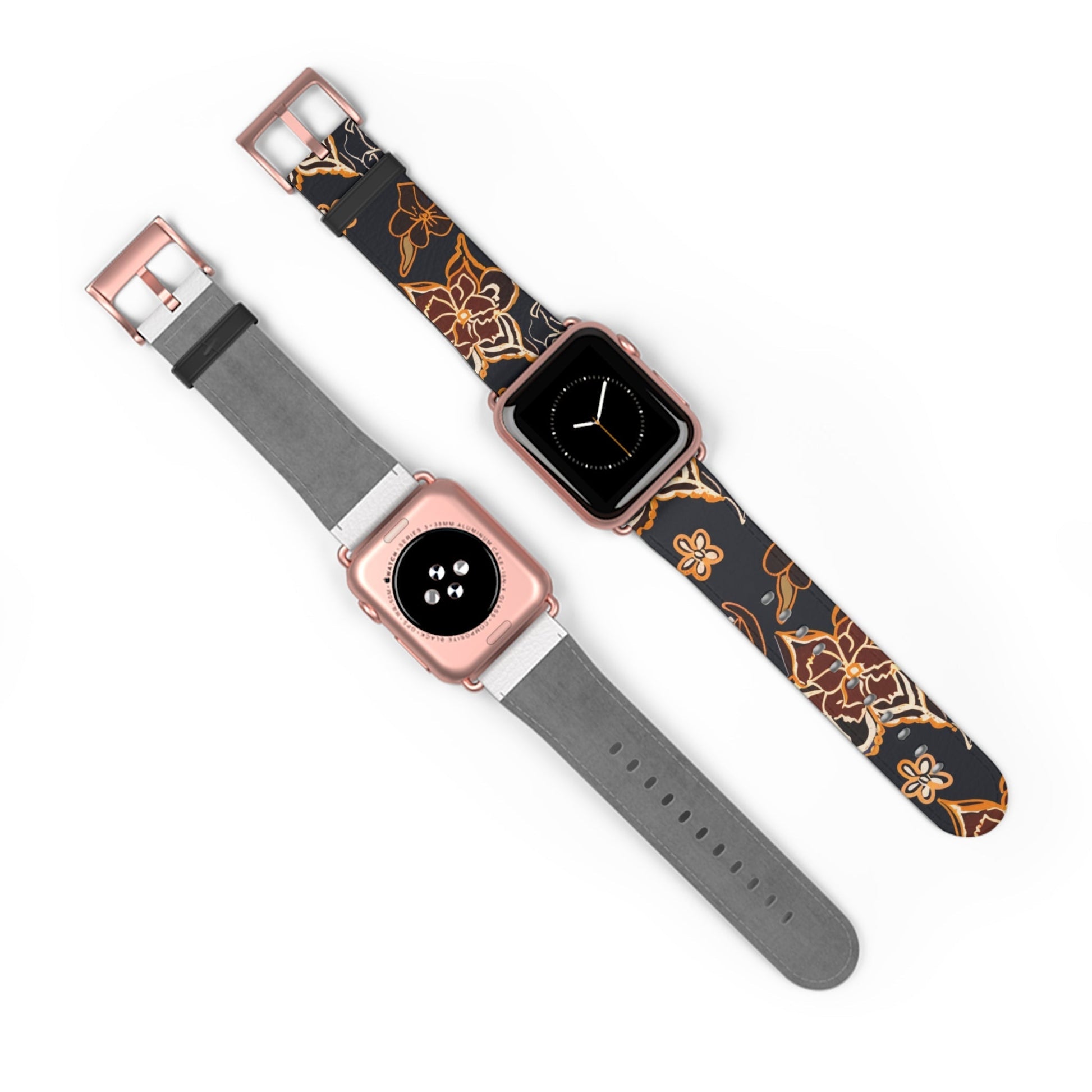 Floral Paisley Watch Band — Black & Copper Patterned Apple Watch Strap - DIGITAL X