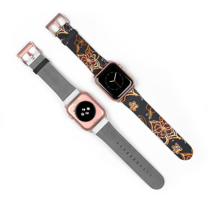 Floral Paisley Watch Band — Black & Copper Patterned Apple Watch Strap - DIGITAL X