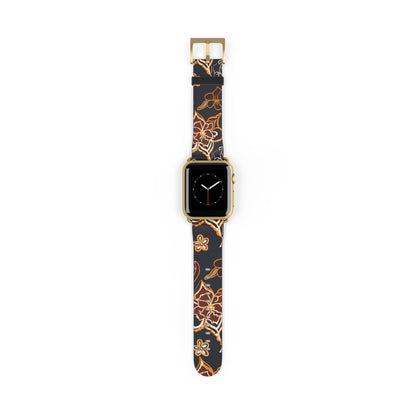 Floral Paisley Watch Band — Black & Copper Patterned Apple Watch Strap - DIGITAL X