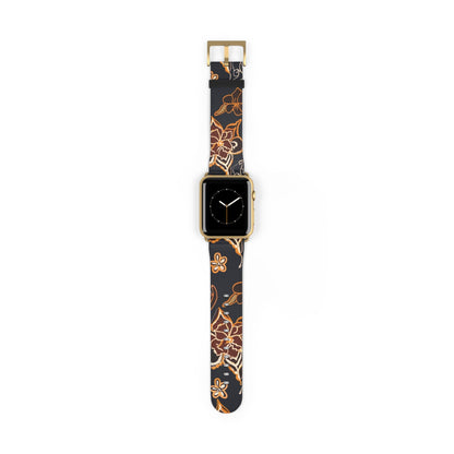 Floral Paisley Watch Band — Black & Copper Patterned Apple Watch Strap - DIGITAL X