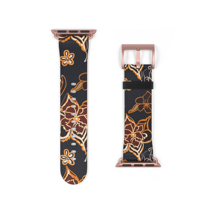 Floral Paisley Watch Band — Black & Copper Patterned Apple Watch Strap - DIGITAL X