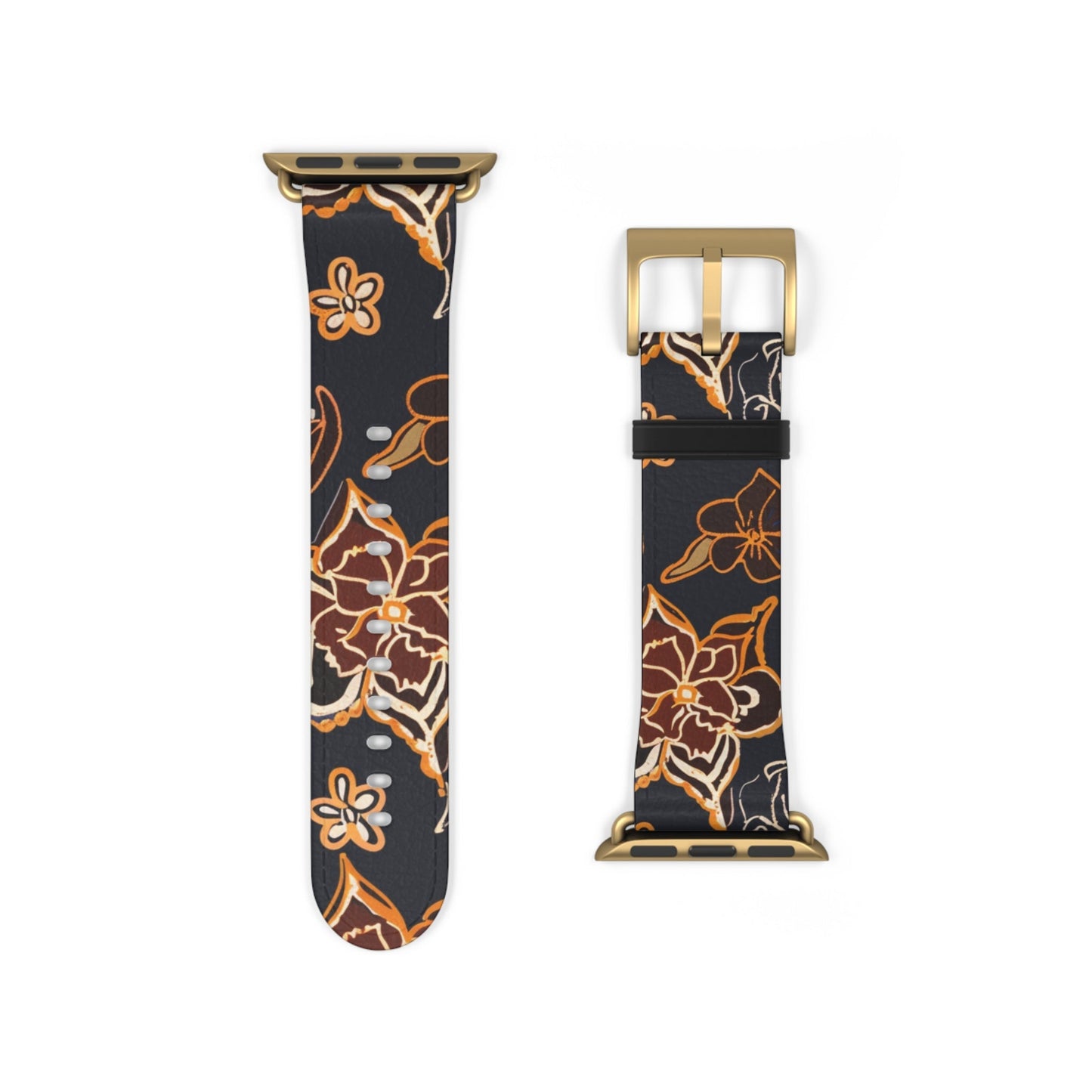 Floral Paisley Watch Band — Black & Copper Patterned Apple Watch Strap - DIGITAL X
