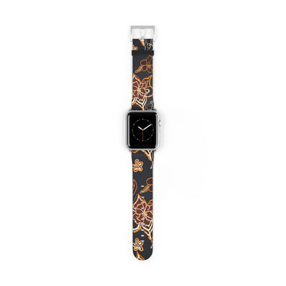 Floral Paisley Watch Band — Black & Copper Patterned Apple Watch Strap - DIGITAL X