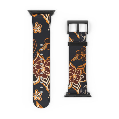 Floral Paisley Watch Band — Black & Copper Patterned Apple Watch Strap - DIGITAL X