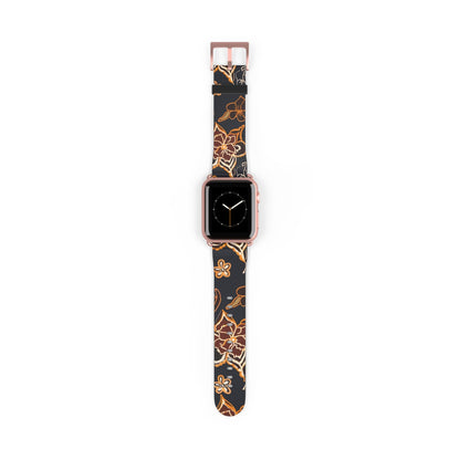 Floral Paisley Watch Band — Black & Copper Patterned Apple Watch Strap - DIGITAL X