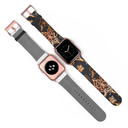 Floral Paisley Watch Band — Black & Copper Patterned Apple Watch Strap - DIGITAL X