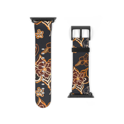 Floral Paisley Watch Band — Black & Copper Patterned Apple Watch Strap - DIGITAL X