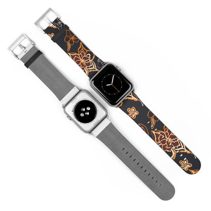 Floral Paisley Watch Band — Black & Copper Patterned Apple Watch Strap - DIGITAL X