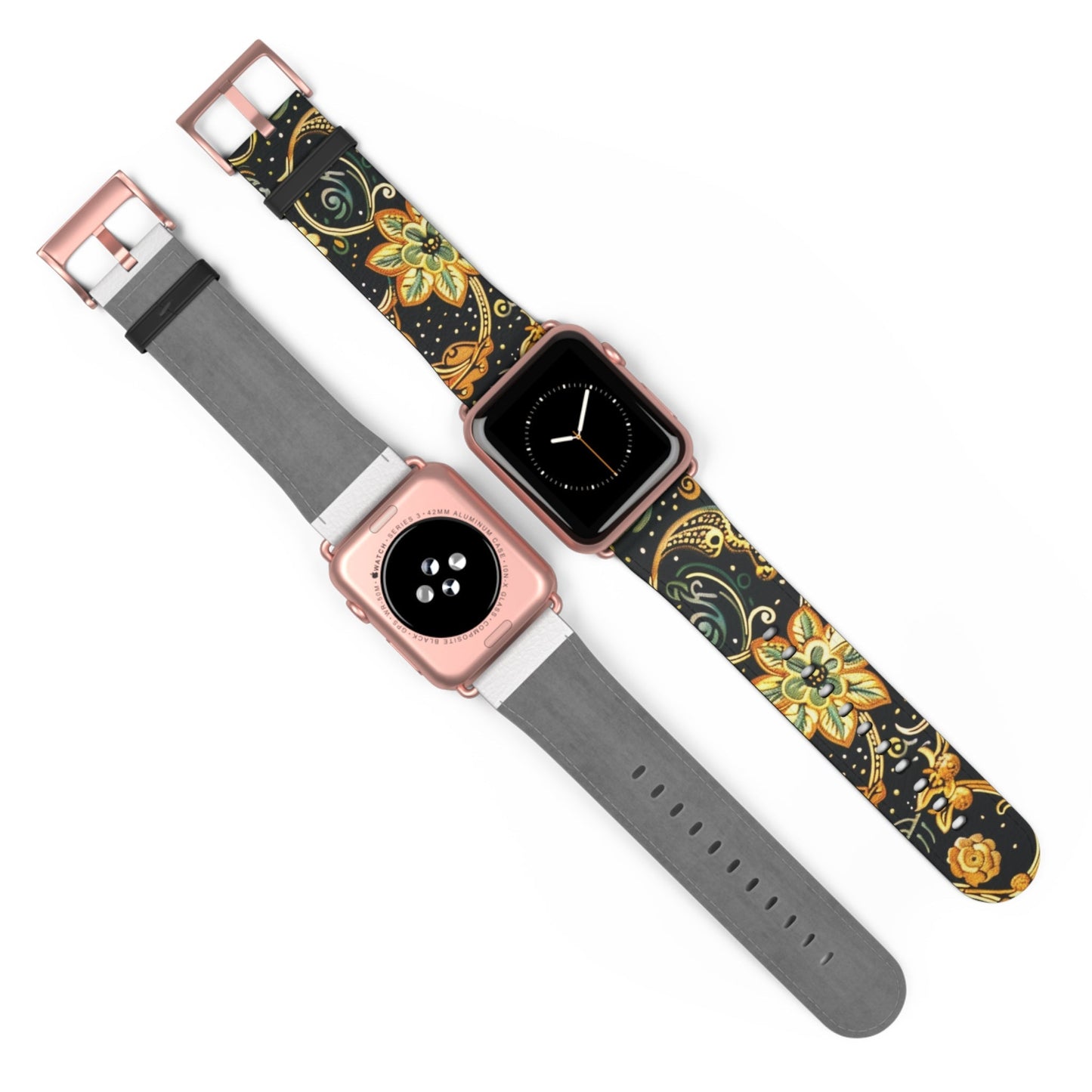 Floral Paisley Watch Band – Black & Gold Boho Apple Watch Strap - DIGITAL X