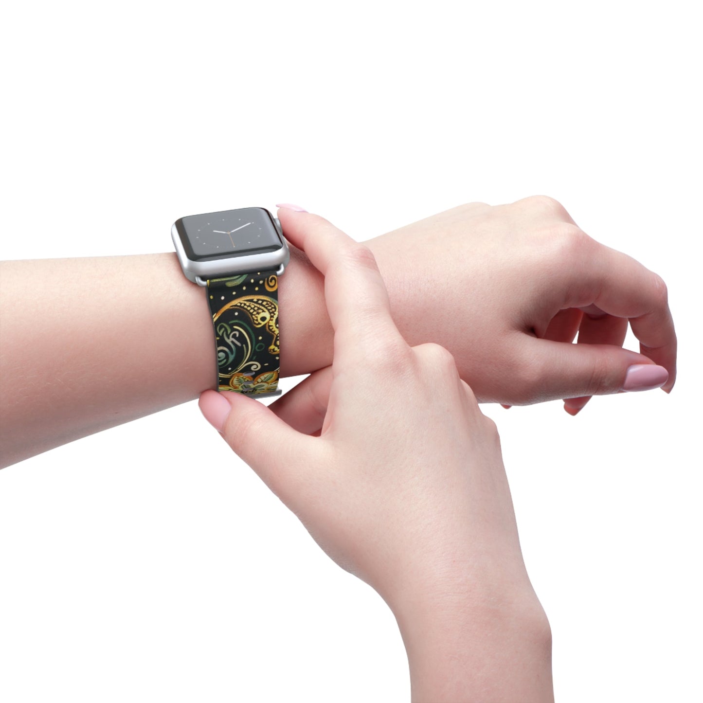 Floral Paisley Watch Band – Black & Gold Boho Apple Watch Strap - DIGITAL X