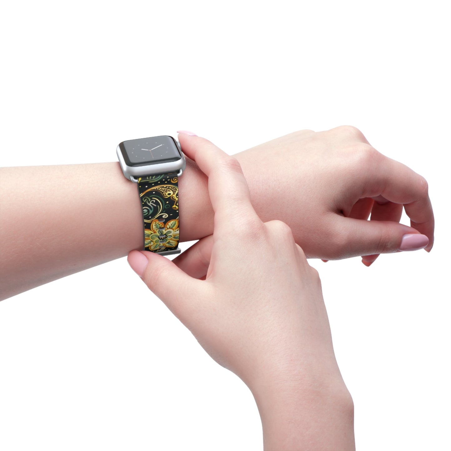 Floral Paisley Watch Band – Black & Gold Boho Apple Watch Strap - DIGITAL X