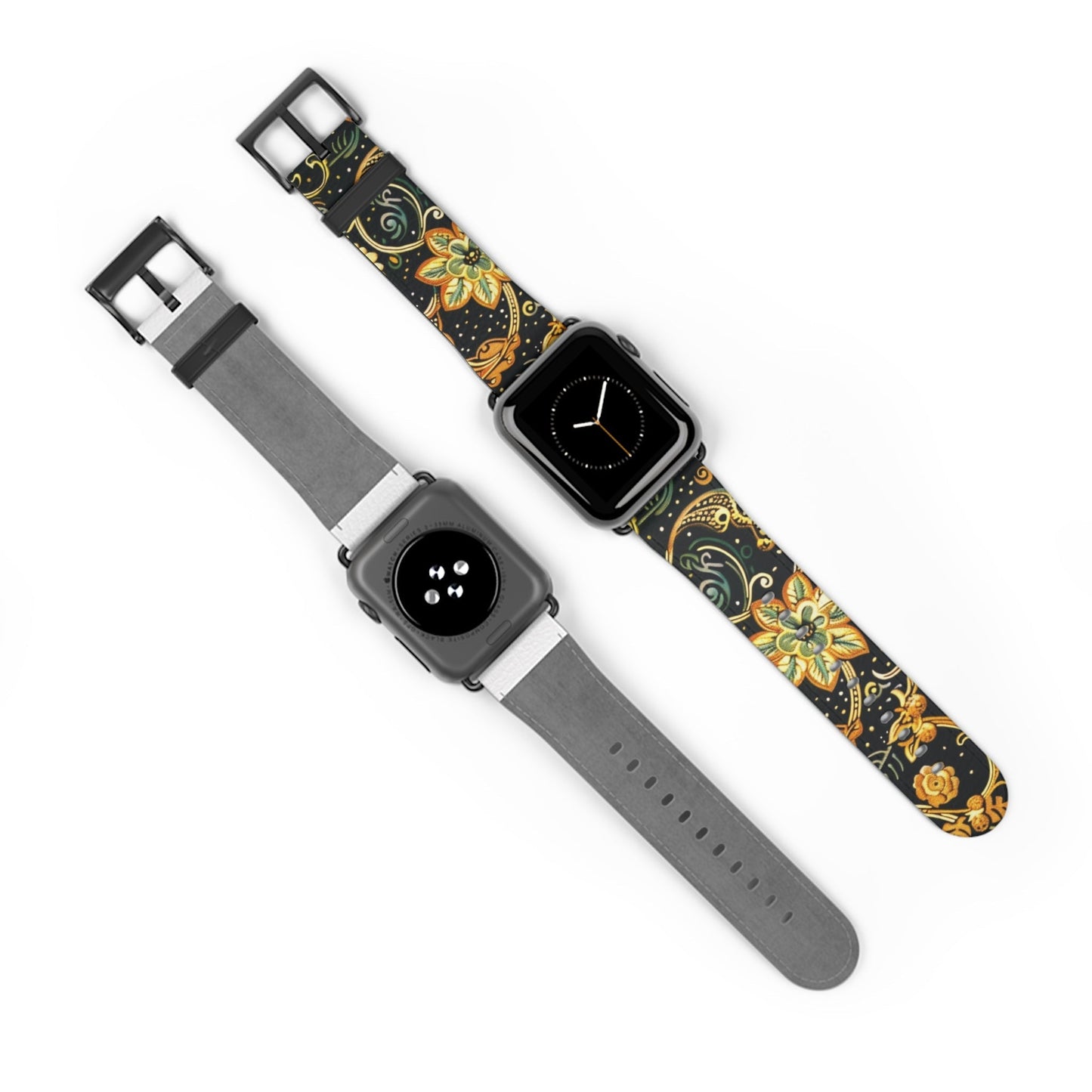 Floral Paisley Watch Band – Black & Gold Boho Apple Watch Strap - DIGITAL X