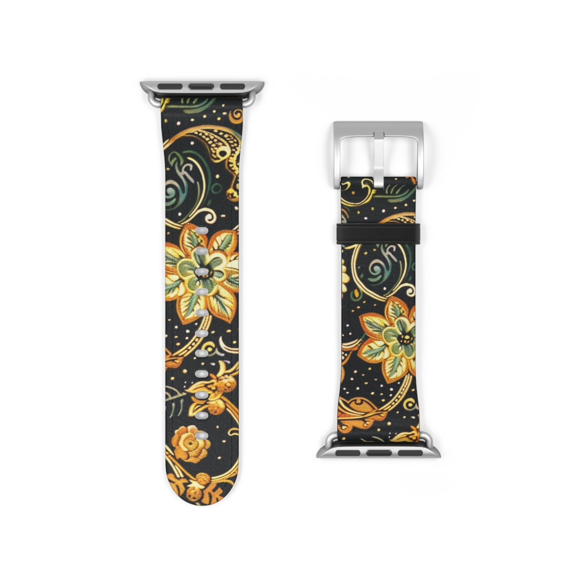 Floral Paisley Watch Band – Black & Gold Boho Apple Watch Strap - DIGITAL X